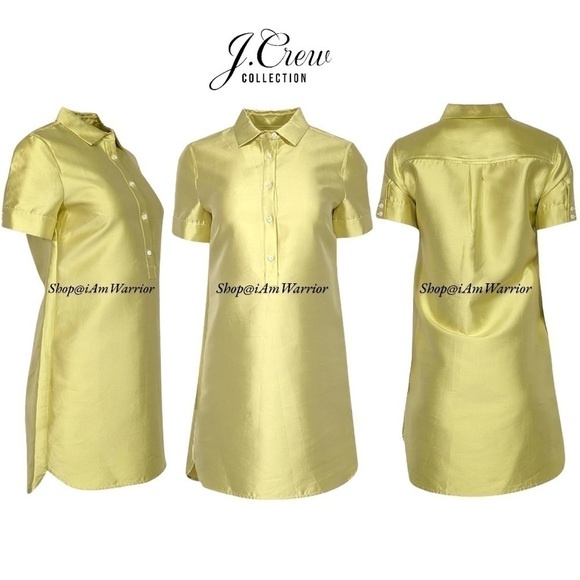 J.Crew Collection chartreuse silk shantung shirt-dress *shop@iamwarrior - Picture 7 of 13
